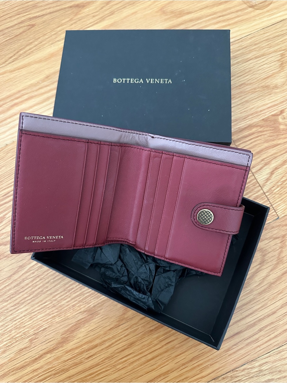 Bottega Veneta Burgundy Woven Leather Card,cash holder wallet - Picture 4 of 8